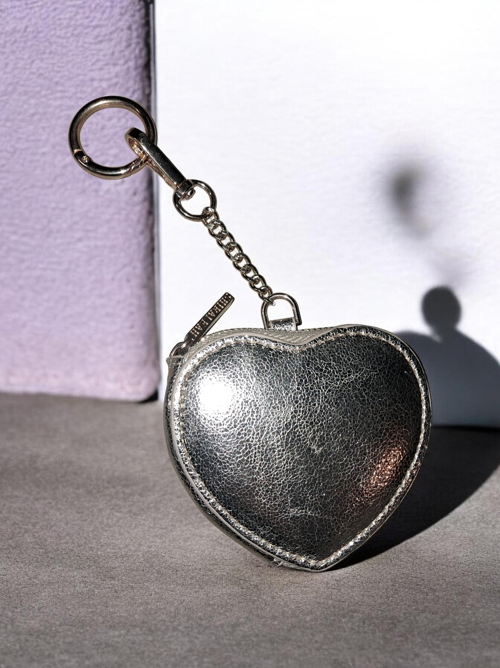 Silver Heart Keychain Coin Pouch - Women's Accessory